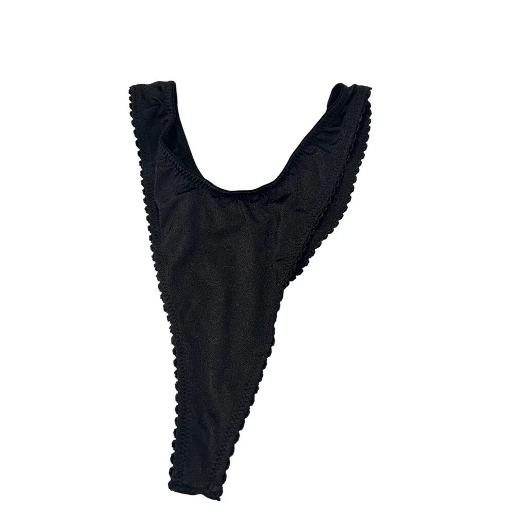 Skims Stretch Satin Dipped Thong XXS onyx NWT